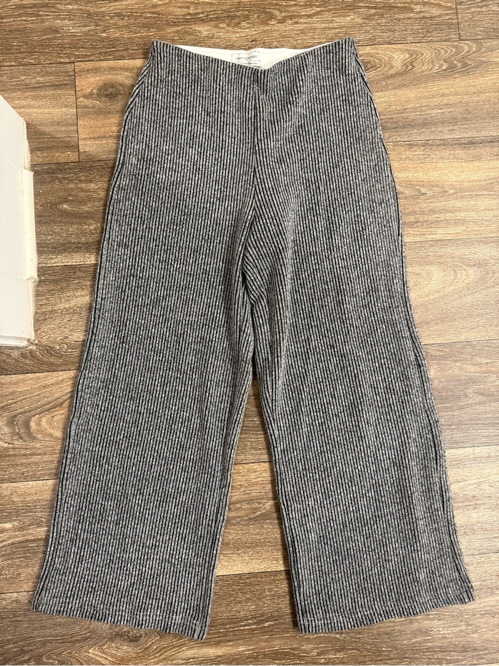 Urban Outfitters Black & Gray Ribbed Boot-Cut Knit Pants